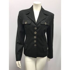 SWISH DESIGNER JACKET MADE IN ITALY CHARCOAL GREY WOOL GREAT BUTTONS‎ SIZE 46